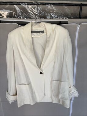 Women's Cream Single-Button Blazer Jacket - Size 0